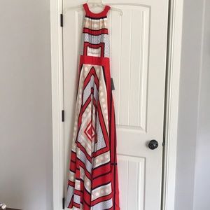 Brand New with tags Eliza J Scarf Print Crepe de Chine Maxi Dress size 6